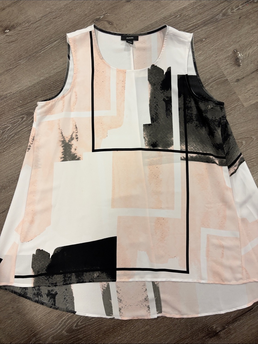 Alfani Peach, Black & White Geometric Tank Top